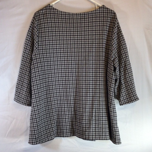 J. Jill 2X Ponte Check Tunic Top • Stretch Knit • Minimalist Classic Workwear - Picture 2 of 8